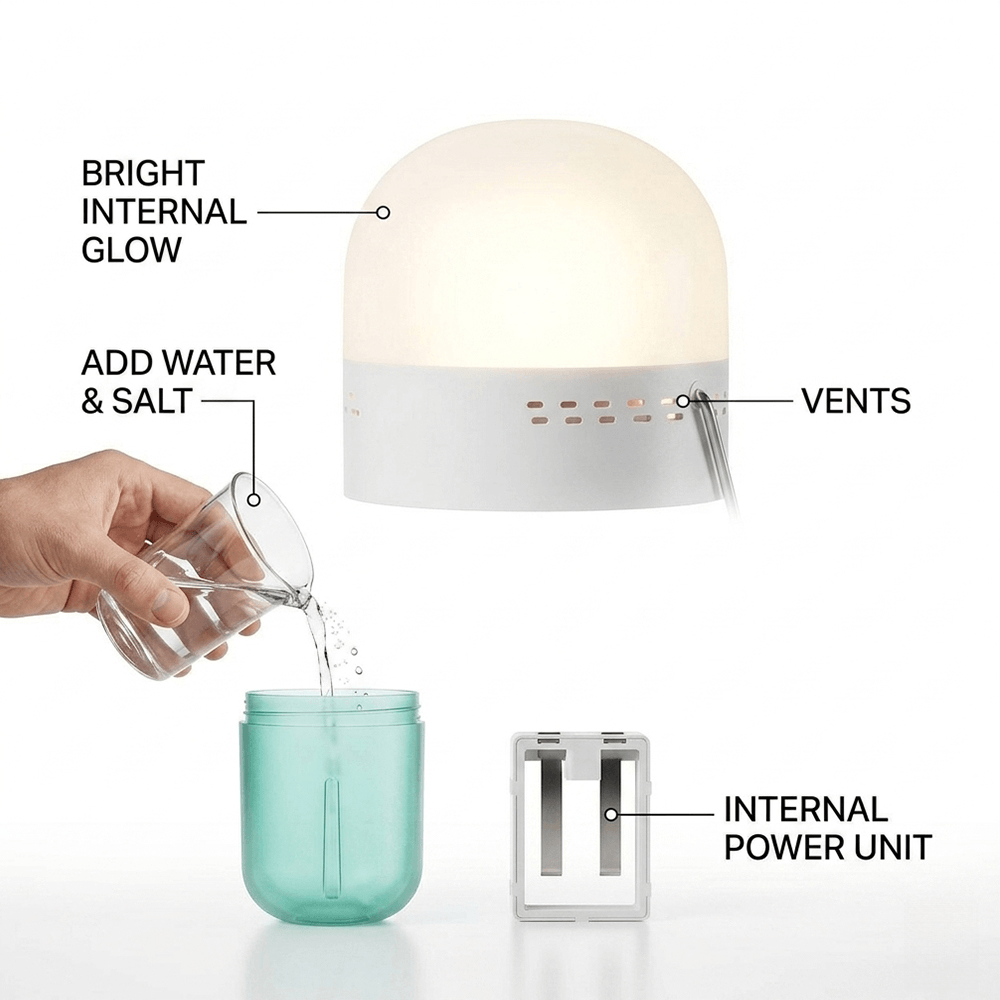 โคมไฟน้ำเกลือแบบพกพา ขนาดกะทัด - Power Outage Light บทวิจารณ์และราคา